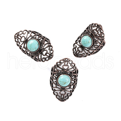 Synthetic Turquoise Retro Finger Rings RJEW-B067-02R-20-1