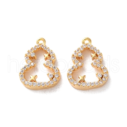 Brass Micro Pave Clear Cubic Zirconia Pendants KK-L221-003G-1