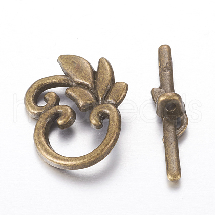 Leaf Tibetan Style Alloy Toggle Clasps X-MLF0676Y-1