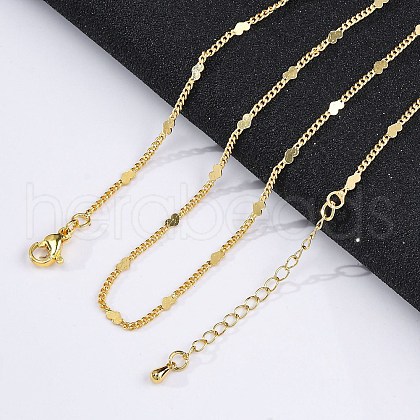 Brass Curb Chains Necklaces for Women NJEW-D302-07G-1