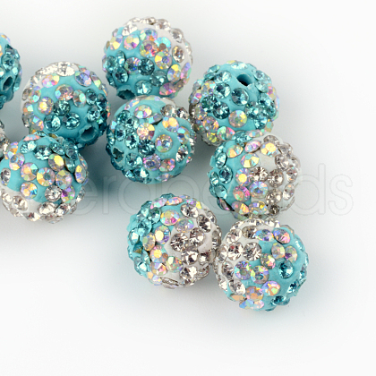 Two-Tone Color Handmade Polymer Clay Disco Ball Beads RB-R041-02-1