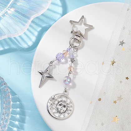 Glass Bead & Alloy Pendant Decorations HJEW-JM03016-04-1