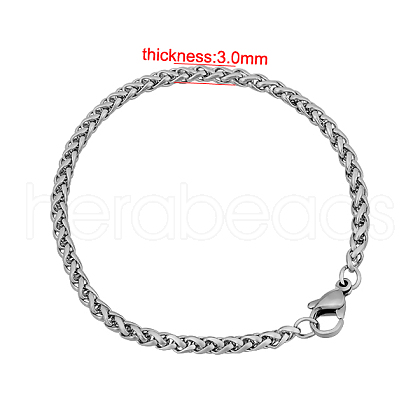 304 Stainless Steel Wheat Chain Bracelets BJEW-M187-12-G-1