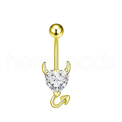 Brass Rhinestone Piercing Split Navel Ring Belly Rings WGB9F5B-04-1