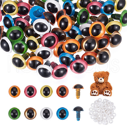 GOMAKERER 64Pcs 8 Colors Craft Resin Doll Eyes DOLL-GO0001-03-1