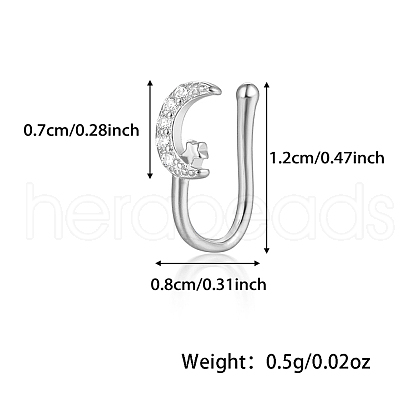 925 Sterling Silver Pave Clear Cubic Zirconia Nose Rings IM7825-14-1