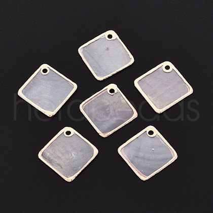 Electroplated Natural Capiz Shell Pendants SHEL-T012-08-01-1