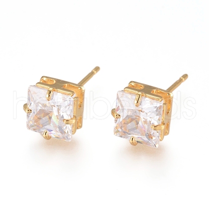 Brass Stud Earrings EJEW-L245-005G-1