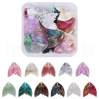 22 Pieces Resin Pendant Phantom Colorful Gradient Fish Tail Pendant Handmade Ear Studs and Earring Accessories(11 styles) JX638A-1