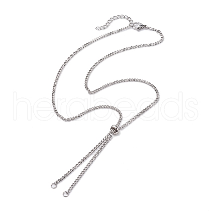 Adjustable 304 Stainless Steel Curb Chains Necklaces Making AJEW-JB01214-01-1