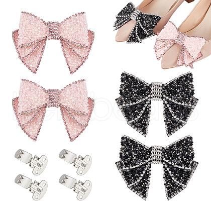 AHADERMAKER Resin Rhinestone Bowknot Shoes Charms FIND-GA0004-20-1