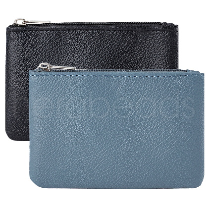 CRASPIRE 2Pcs 2 Colors Litchi Print PU Leather Zip Pouches ABAG-CP0001-08A-1
