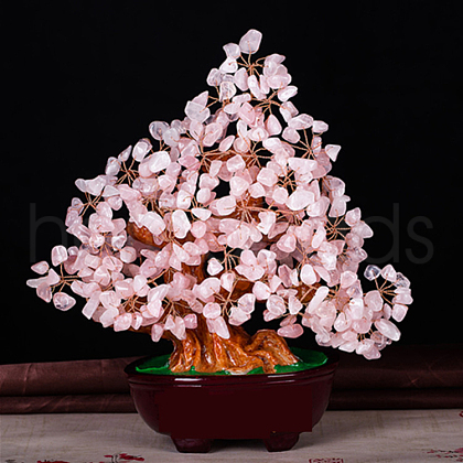 Natural Rose Quartz Tree Ornaments TREE-PW0002-02E-1