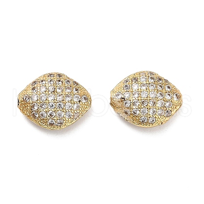 Brass Micro Pave Clear Cubic Zirconia Beads KK-L229-052G-1