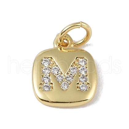 Rack Plating Brass Micro Pave CLear Cubic Zirconia Charms KK-E110-14G-M-1