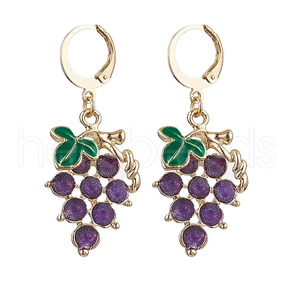 Grape Alloy Enamel Leverback Earrings EJEW-JE06187-1