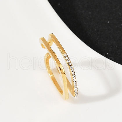 304 Stainless Steel Micro Pave Cubic Zirconia Cuff Rings RJEW-P153-02G-1