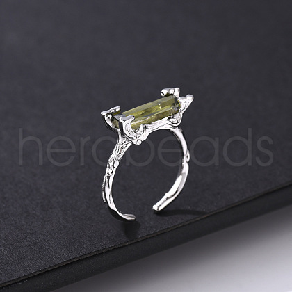 925 Sterling Silver with Cubic Zirconia Open Cuff Rings for Women FS-WGE1194-01-1