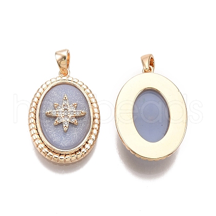Brass Micro Pave Clear Cubic Zirconia Pendants KK-C005-08G-1
