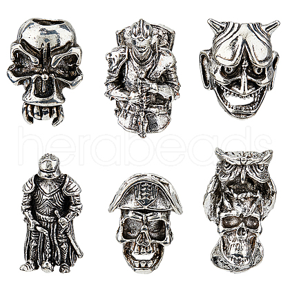 HOBBIESAY 6pcs 6 style Alloy European Beads FIND-HY0003-30-1
