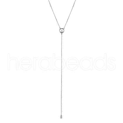 925 Sterling Silver Micro Pave Cubic Zirconia Tassel Necklaces HK3551-1