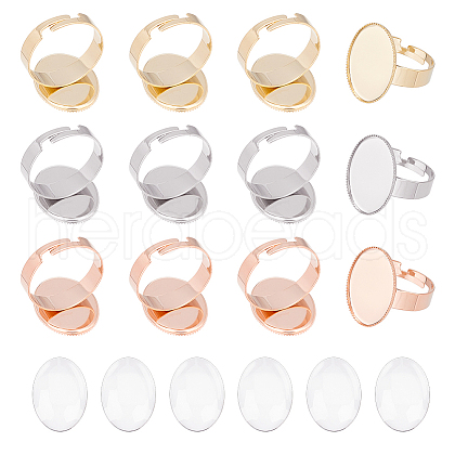 Unicraftale DIY Oval Blank Dome Adjustable Ring Making Kit STAS-UN0039-93-1