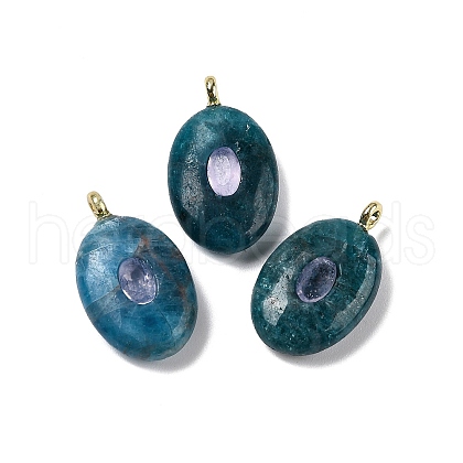 Natural Apatite & Cubic Zirconia Pendants G-Z076-01G-09-1