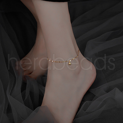 Alloy Round Charm Dapped Chains Anklets WGFEED8-02-1