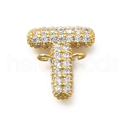 Brass Micro Pave Cubic Zirconia Letter Links KK-I717-04T-1