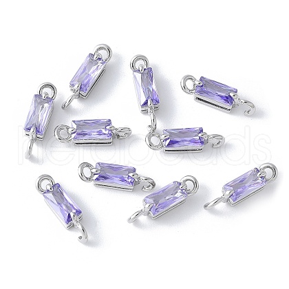 Brass Pave Cubic Zirconia Connector Charms KK-F892-53P-11-1