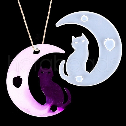 DIY Animal on the Crescent Moon Big Pendant Silicone Molds DIY-F125-03-1