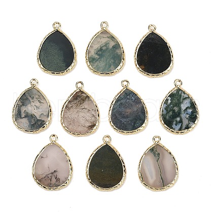 Natural Moss Agate Pendants G-K347-08G-05-1