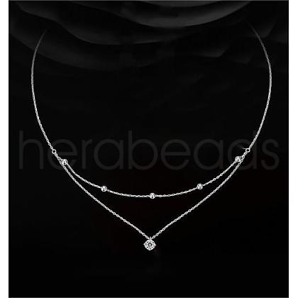 925 Sterling Chains Double Layer Bib Necklace JN1132A-1
