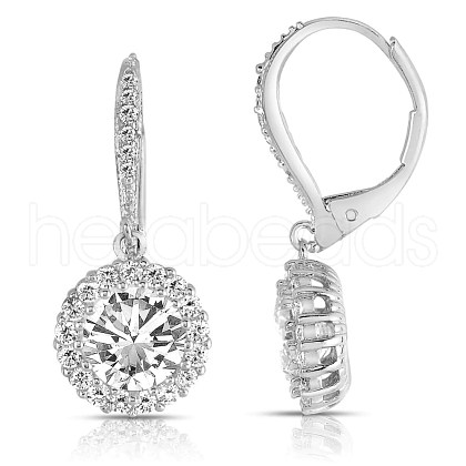 Brass Micro Pave Cubic Zirconia Pentacle Leverback Earrings EJEW-BB65622-C-1