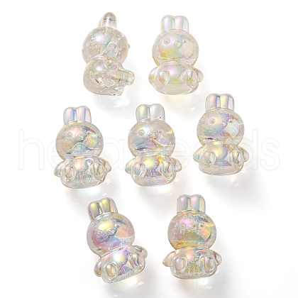 UV Plating Rainbow Iridescent Transparent Acrylic Bubble Beads OACR-C007-02B-1