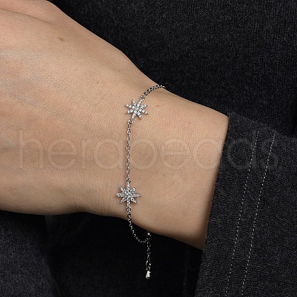 Brass Snowflake Link Bracelets FY7491-2-1