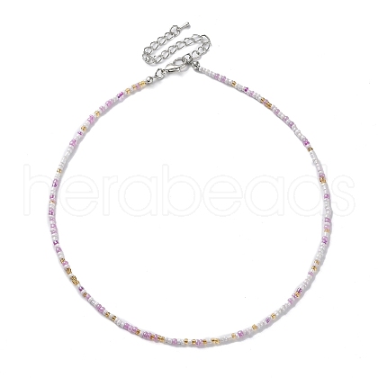 Glass Beaded Necklace NJEW-Z029-05A-1