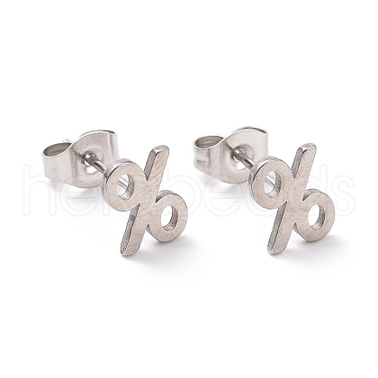 304 Stainless Steel Mathematical Percent Sign Stud Earrings for Men Women EJEW-G318-03P-1