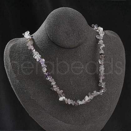 Natural Supper 7 Rutilated Quartz Chip Beaded Necklaces for Men Women NJEW-G159-01A-1