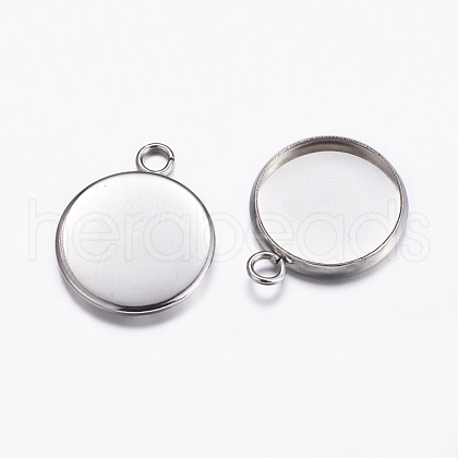 Non-Tarnish 304 Stainless Steel Pendant Cabochon Settings X-STAS-K146-054-14mm-1