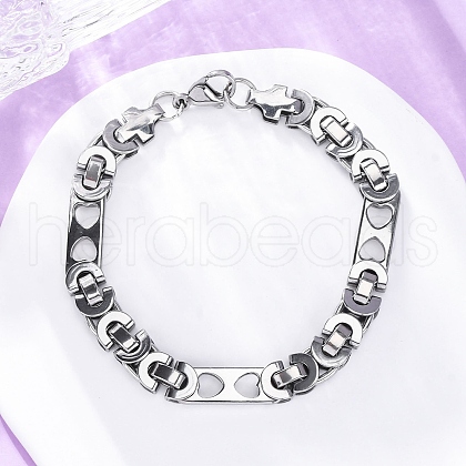 201 Stainless Steel Byzantine Chain Bracelets BJEW-B078-154P-1