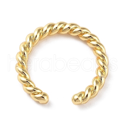 Rack Plating Brass Twist Rope Shape Open Cuff Rings for Women RJEW-Q777-01G-1