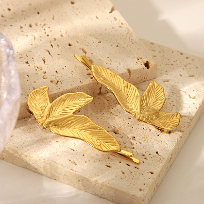 Fashionable Stainless Steel Leaf Hair Bobby Pin for Women SH3836-2-1