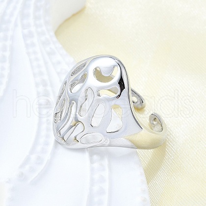 Brass Cuff Rings for Women RJEW-G347-14P-1