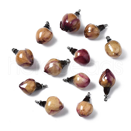 Handmade Natural Real Rose Dried Flower Pendants X-RESI-R424-01-1