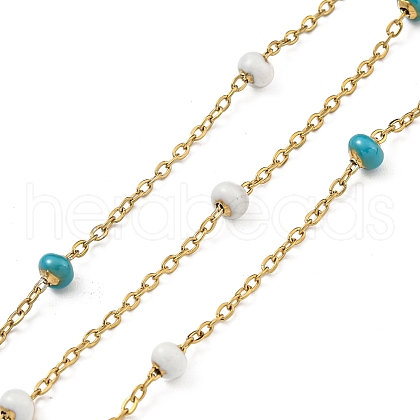 304 Stainless Steel Enamel Link Chains AJEW-Z028-09G-04-1