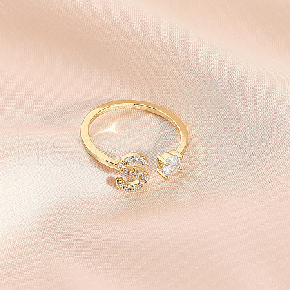 Fashionable Brass Cubic Zirconia Cuff Rings FS-WG4936F-03-1