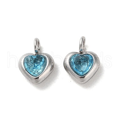304 Stainless Steel Micro Pave Cubic Zirconia Pendants STAS-L022-396C-P-1