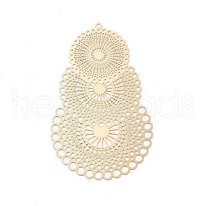Rack Plating Brass Filigree Big Pendants KKC-K001-07KCG-1