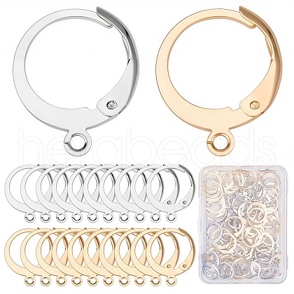 SUNNYCLUE 80Pcs 2 Colors 304 Stainless Steel Leverback Earring Findings STAS-SC0004-60-1